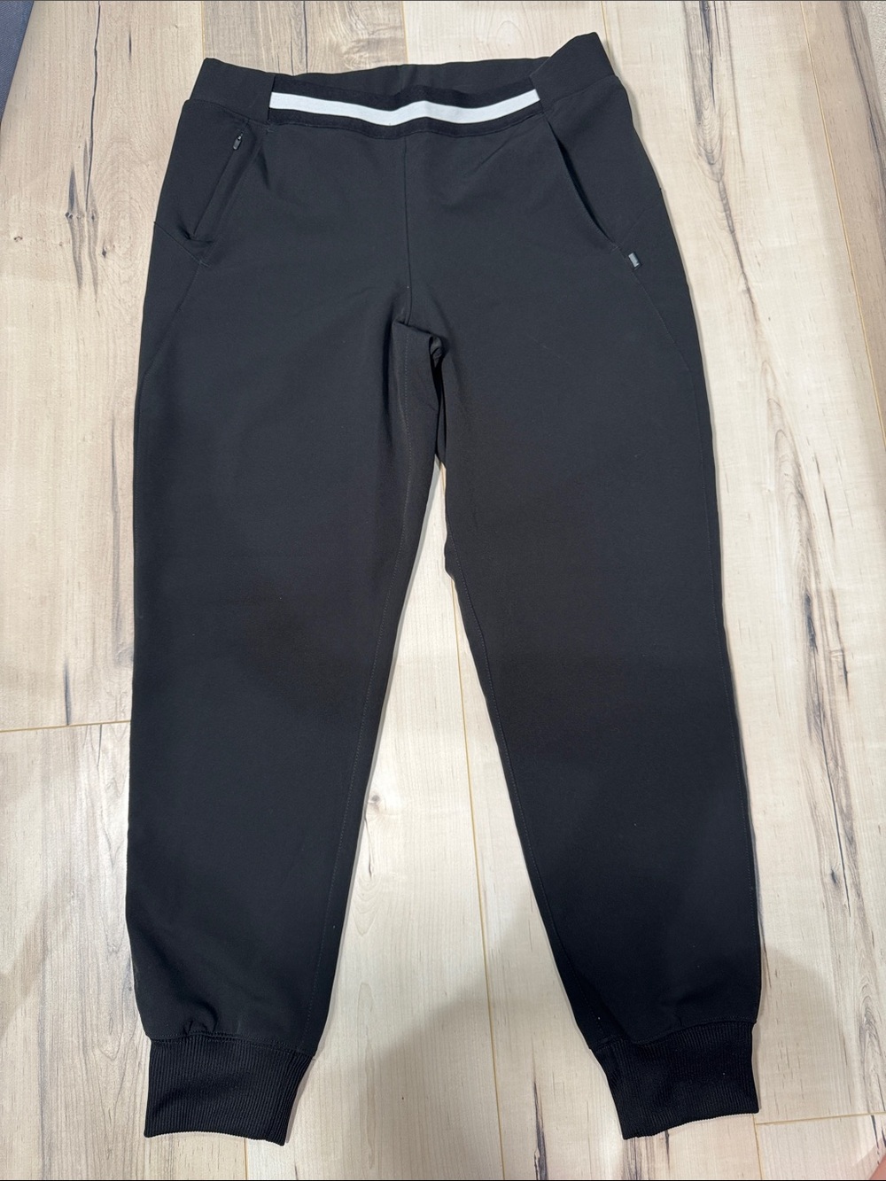 Puma Black Kids Jogger Pants with White Waist Stripe